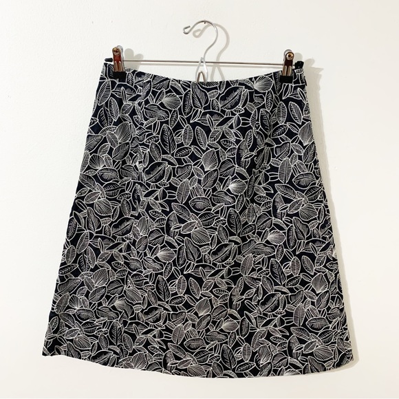 Talbots Cotton Embroidered Foliage Leaf Print Fully Lined A-line Skirt Side Zip - Picture 1 of 11